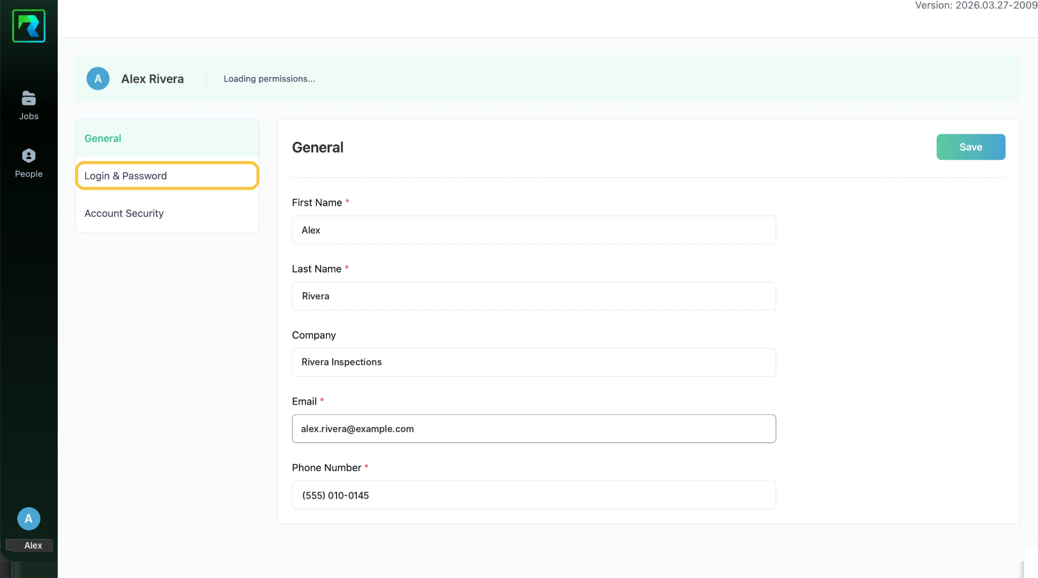 Screenshot: Login & Password