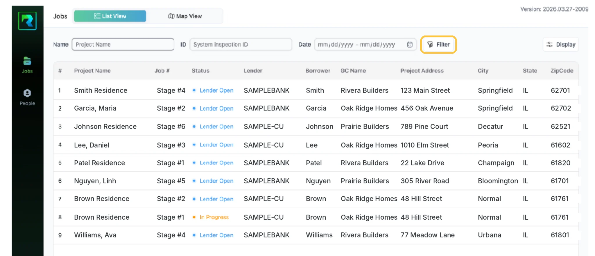 Screenshot: Click Filter