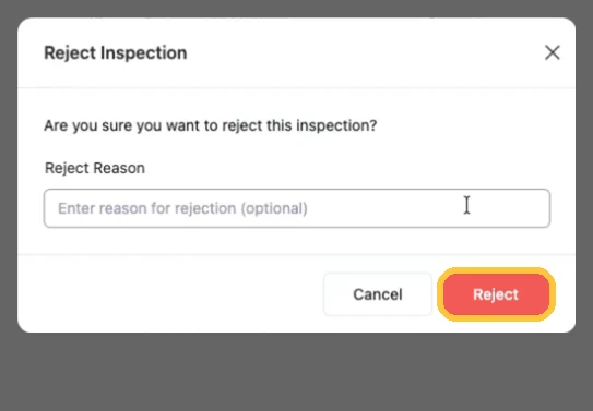 Screenshot: The lender rejects a submitted report