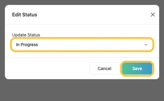 Screenshot: Click the status badge