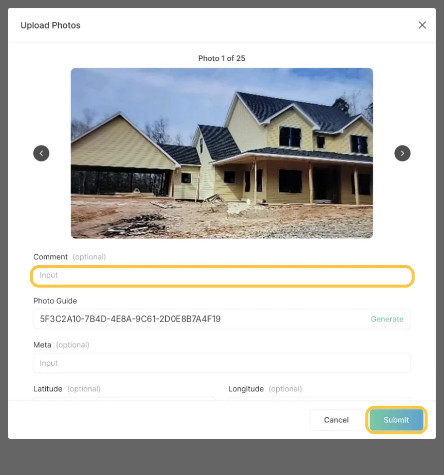 Screenshot: The Upload Photos window