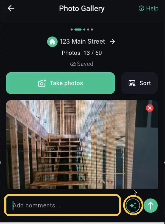 Screenshot: Tap Add comments under a photo