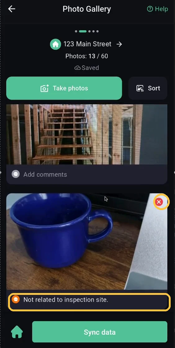 Screenshot: Off-site photos get flagged