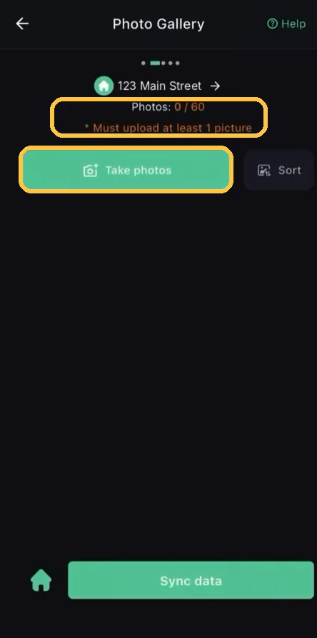 Screenshot: Tap Take photos