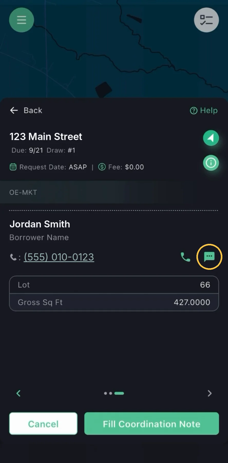 Screenshot: Find the borrower contact