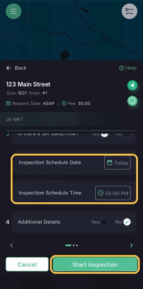 Screenshot: Pick the date and time