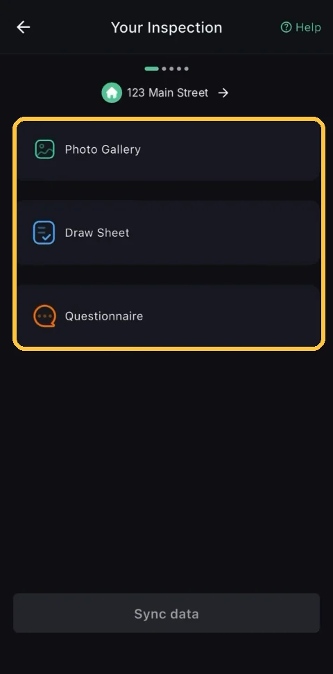 Screenshot: Tap Start Inspection