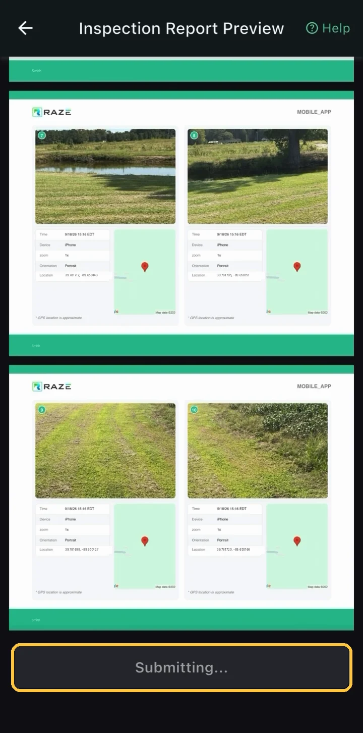 Screenshot: Tap Confirm Submission
