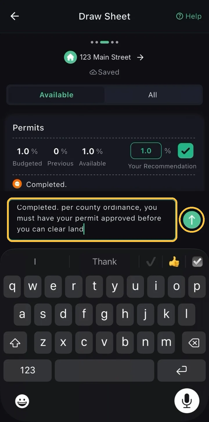 Screenshot: Check the text before you send