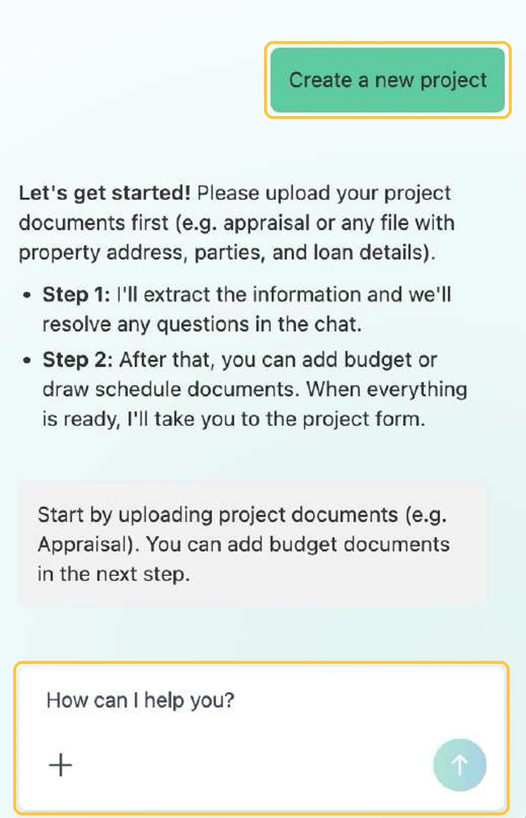 Screenshot: Start from documents
