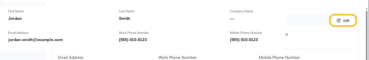 Screenshot: Edit the Profile